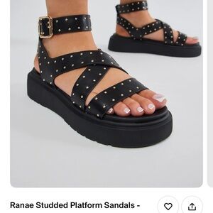 Renae Black Studded Sandals